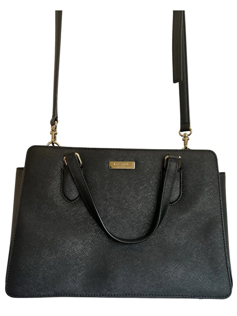 Kate Spade New York Laurel Way Reese Satchel Bag In Black EUC Saffiano Leather